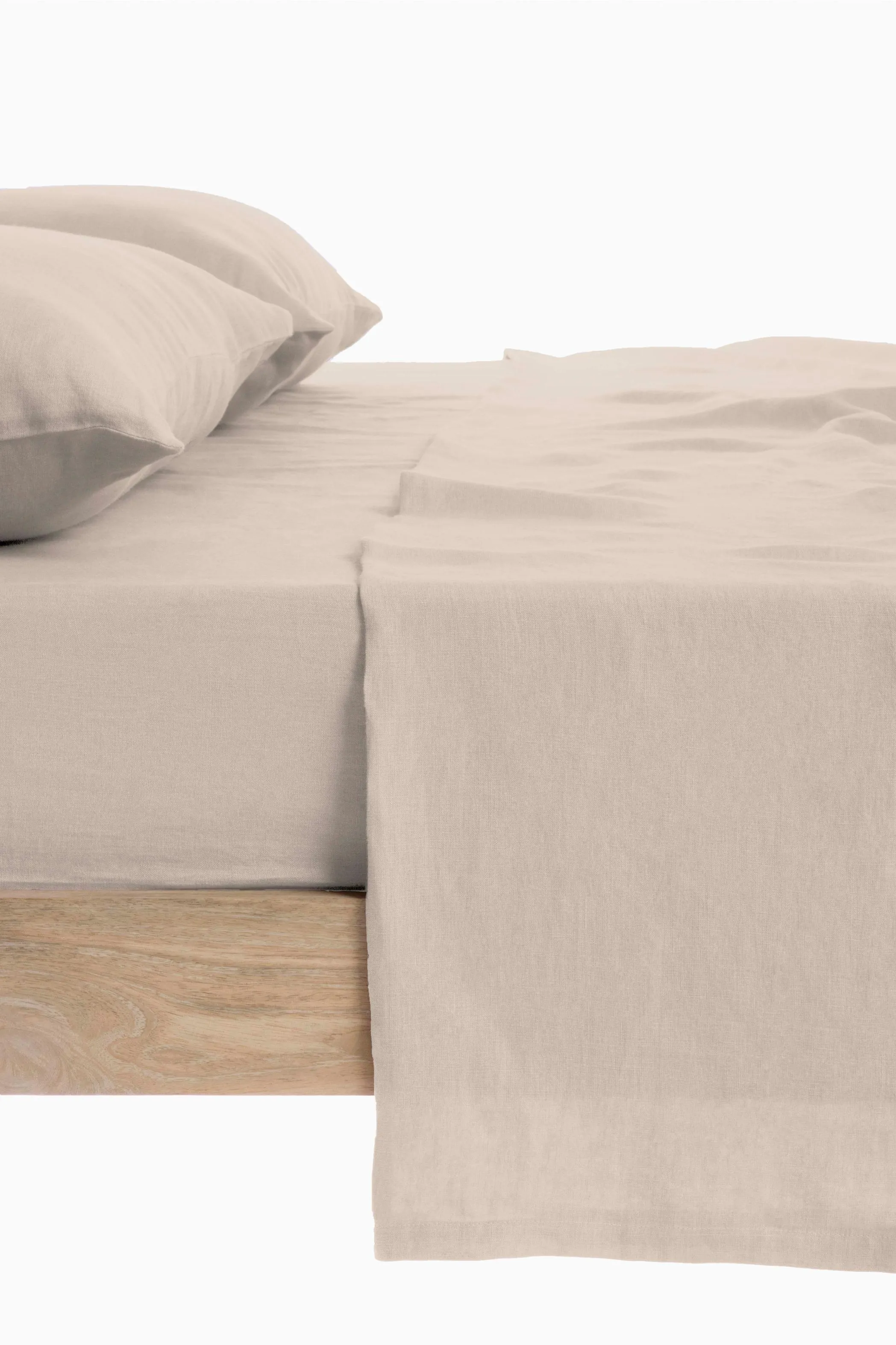 Linen Slumber Solid Bedsheet-Oatmeal