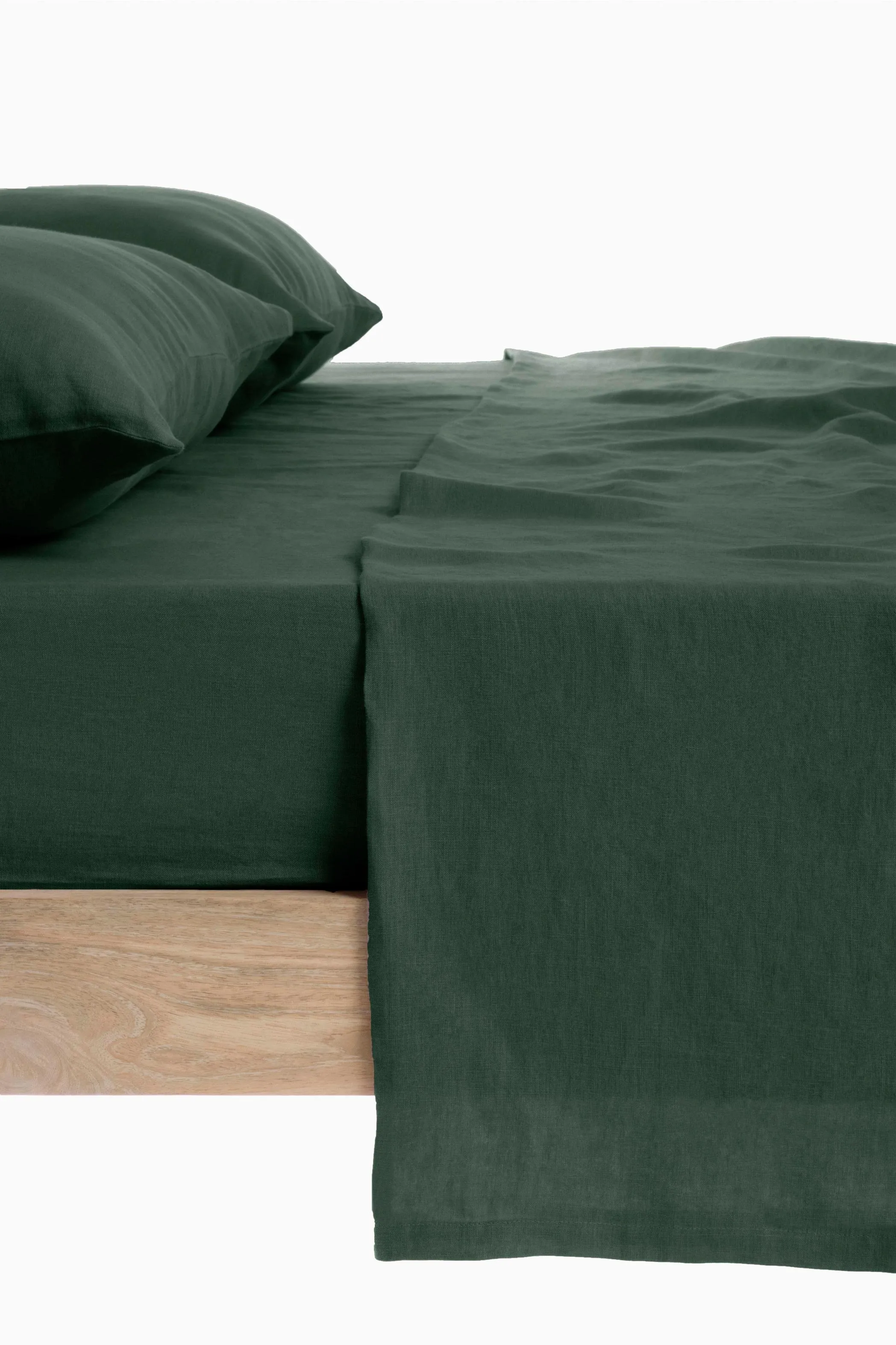 Linen Slumber Solid Sheet Sets-Bottle Green