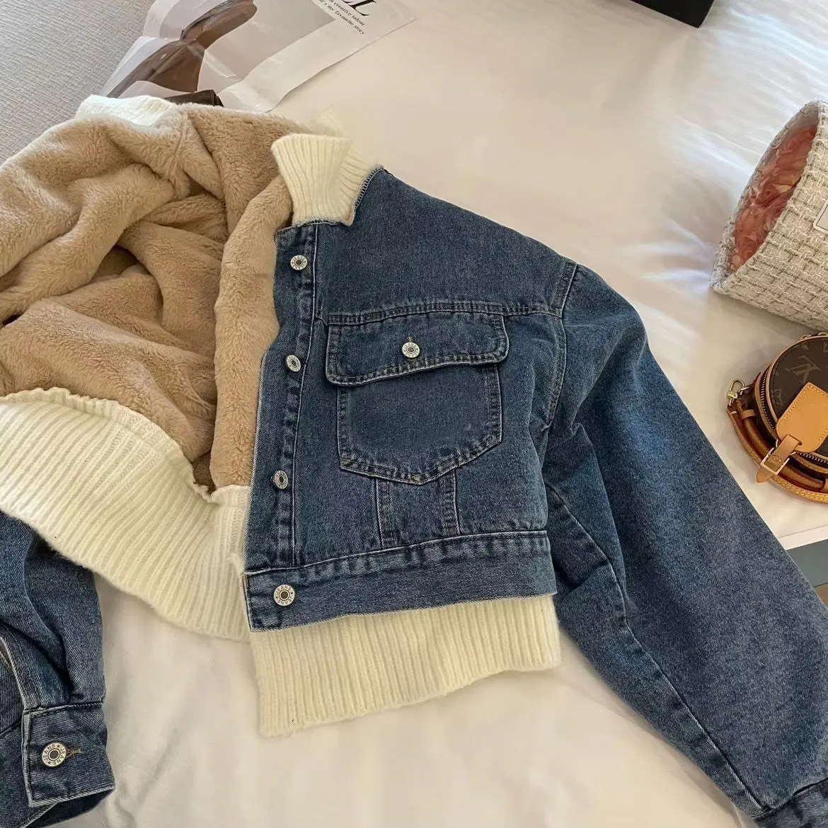 Long Sleeve Denim Fleeced Jacket