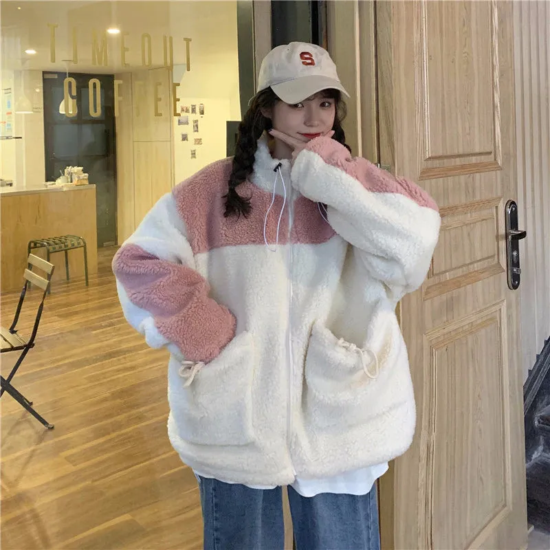 Loose Zip Up Winter Fleece Coat Jackets