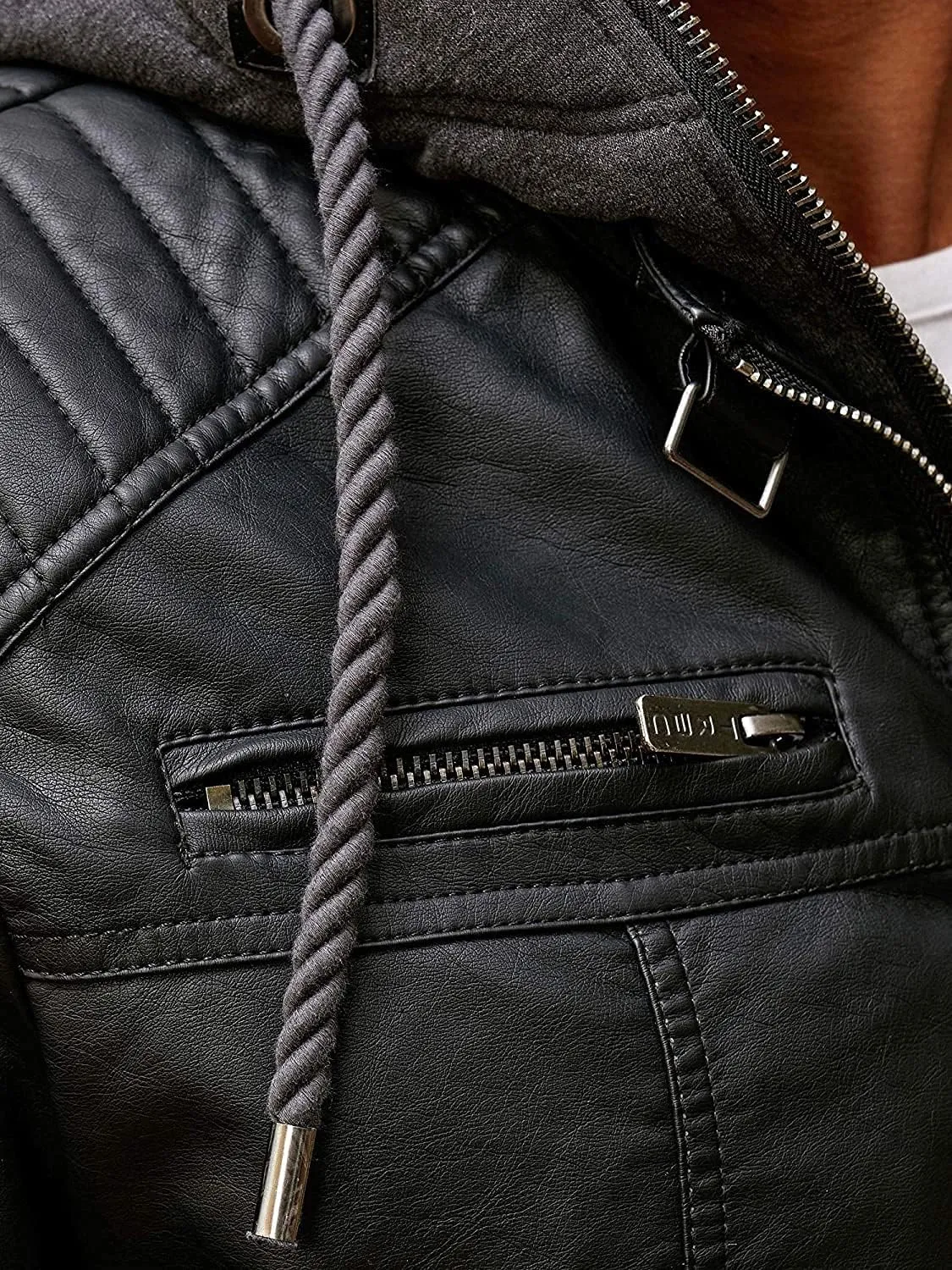 Lorenzo – Men’s Genuine Leather Motorcycle Jacket with Hood