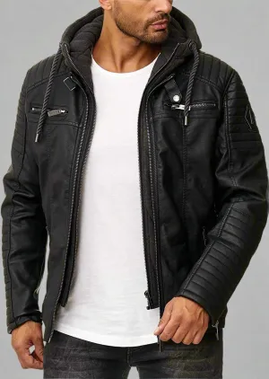 Lorenzo – Men’s Genuine Leather Motorcycle Jacket with Hood
