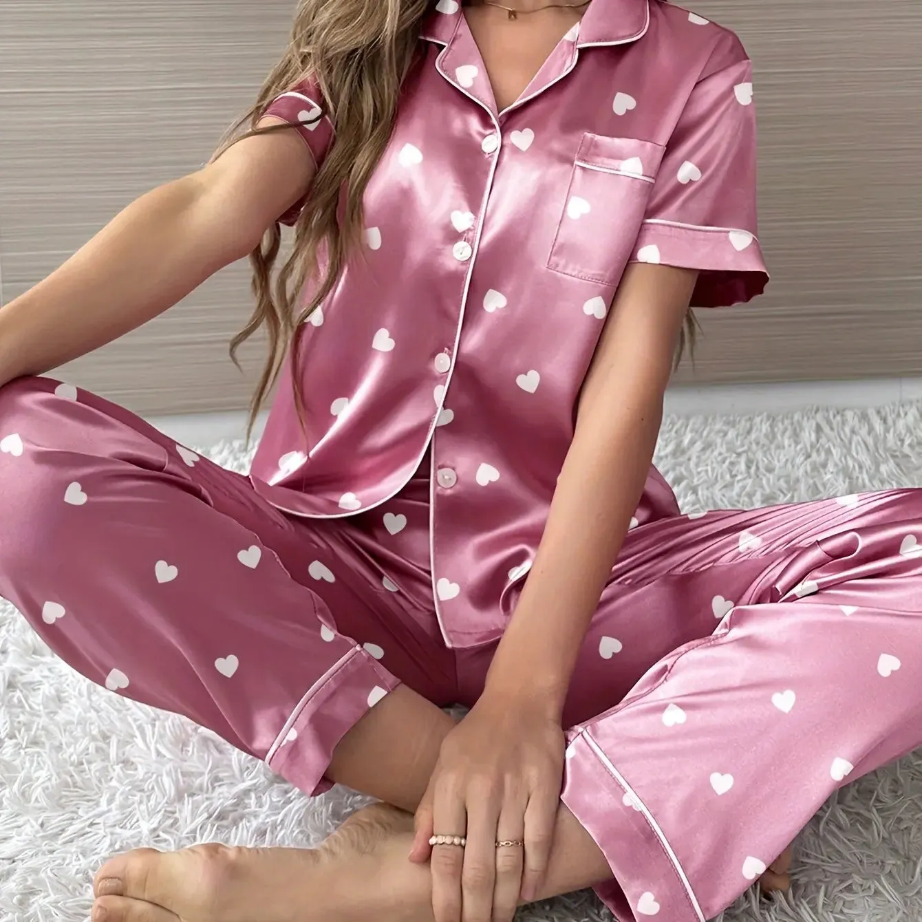 Loretta - Luxurious Satin Finish Woman's Pyjama Set