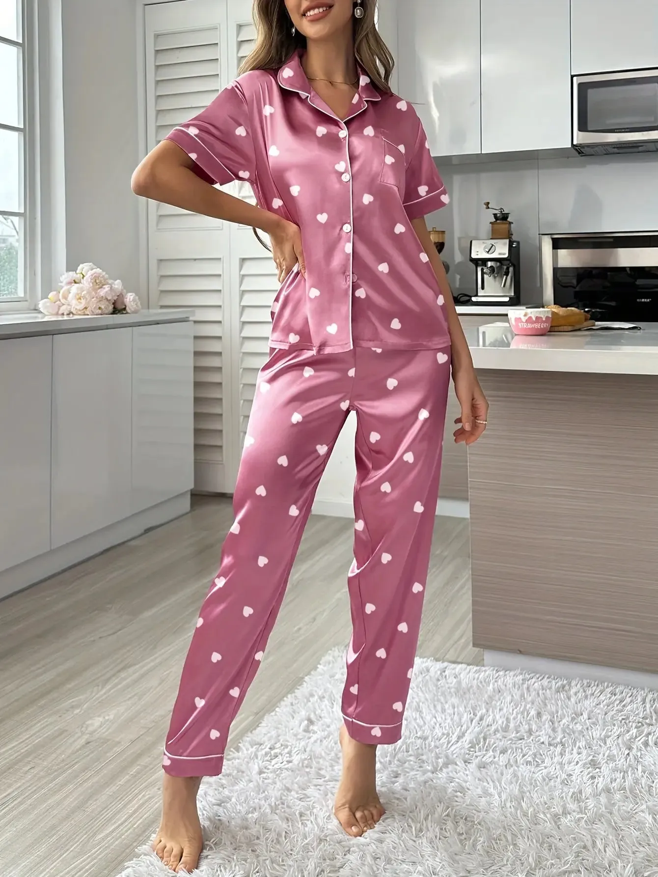 Loretta - Luxurious Satin Finish Woman's Pyjama Set
