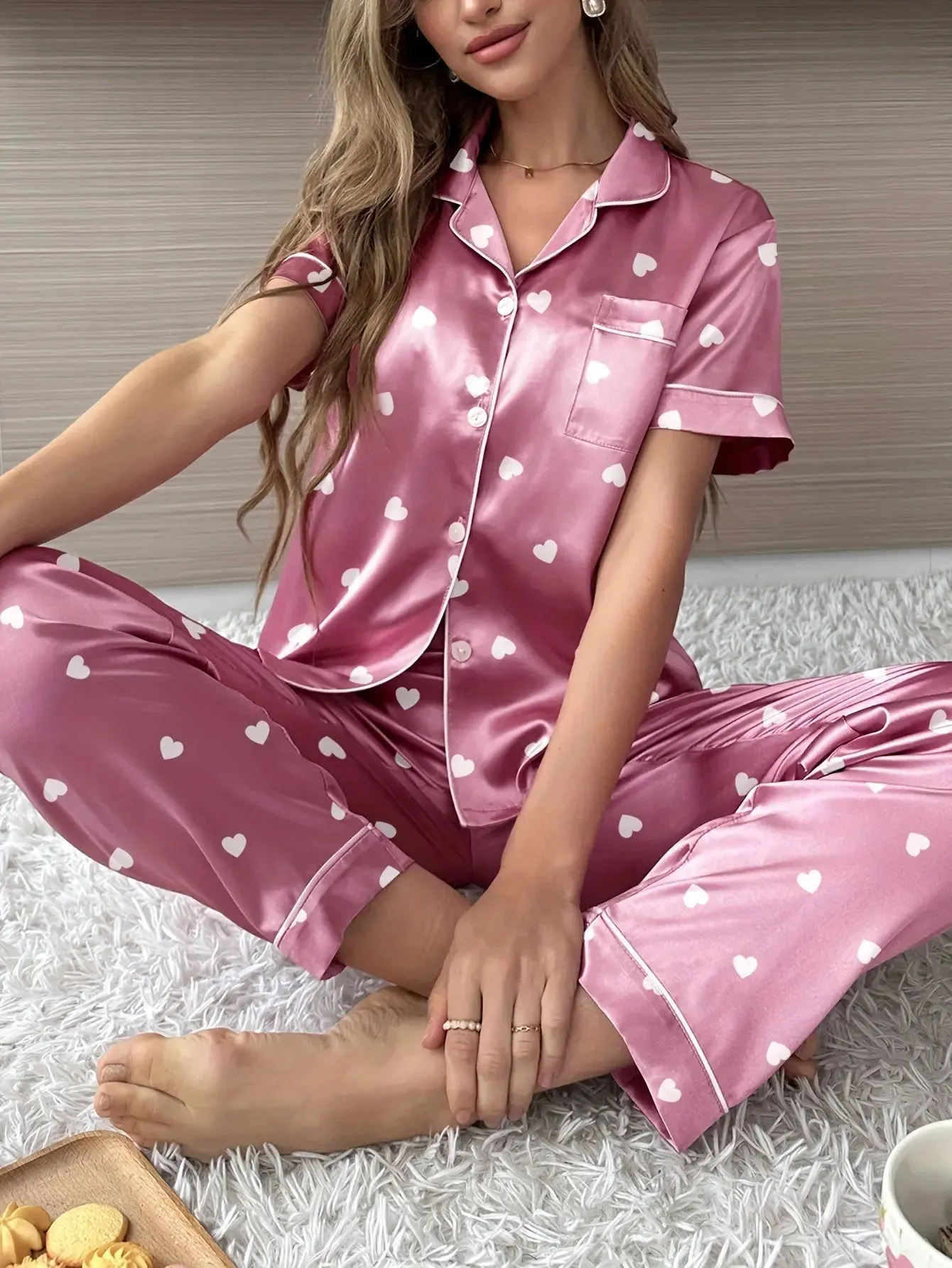 Loretta - Luxurious Satin Finish Woman's Pyjama Set
