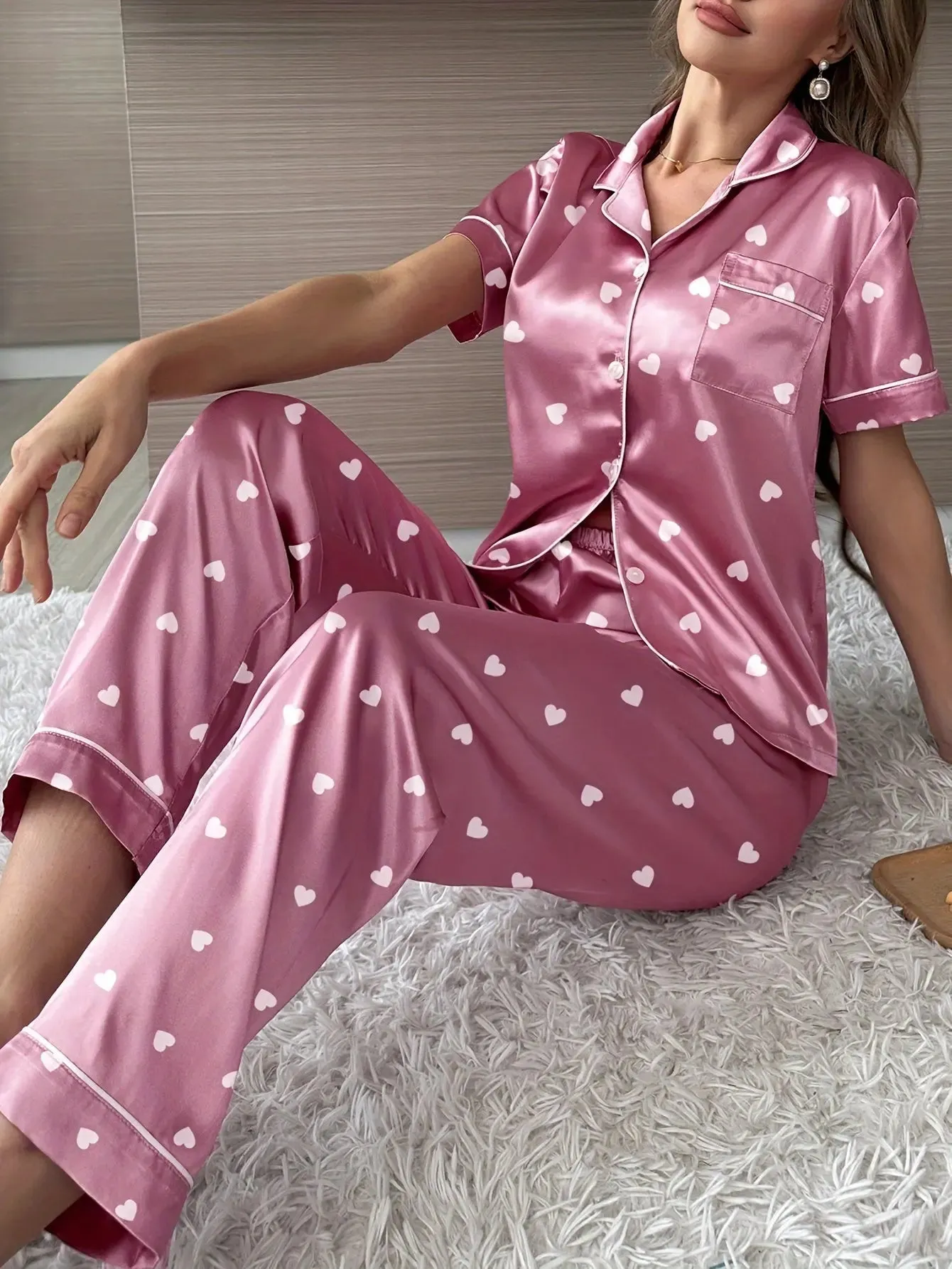 Loretta - Luxurious Satin Finish Woman's Pyjama Set