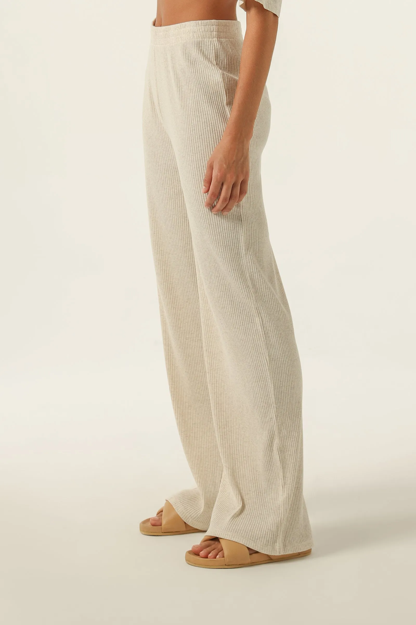 Lounge Ribbed Pant Creme Marle