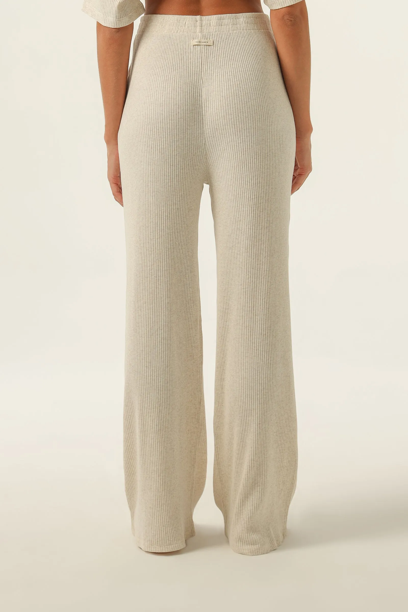 Lounge Ribbed Pant Creme Marle