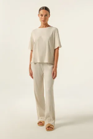 Lounge Ribbed Pant Creme Marle