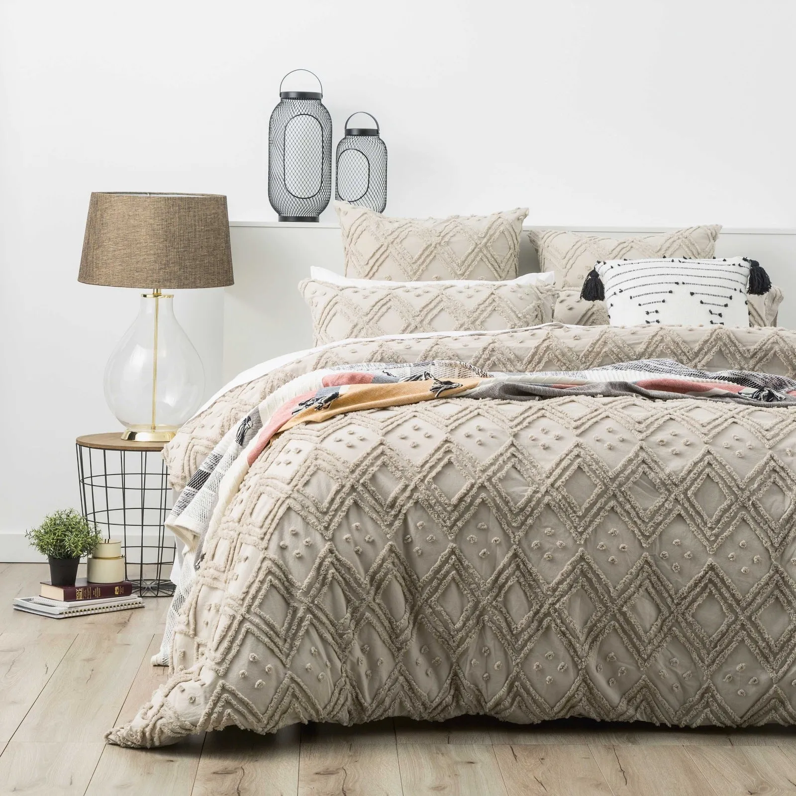 Medallion Cotton Vintage Washed Tufted Stone European Pillowcase by Park Avenue