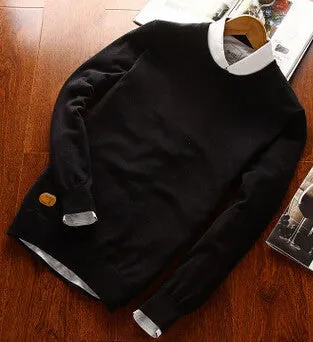 Men Classical Polo Sweater Man Causal Long Sleeve Cotton O Neck Spring Autumn Winter Pullovers Plus Size Knitwear