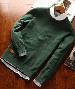 Men Classical Polo Sweater Man Causal Long Sleeve Cotton O Neck Spring Autumn Winter Pullovers Plus Size Knitwear