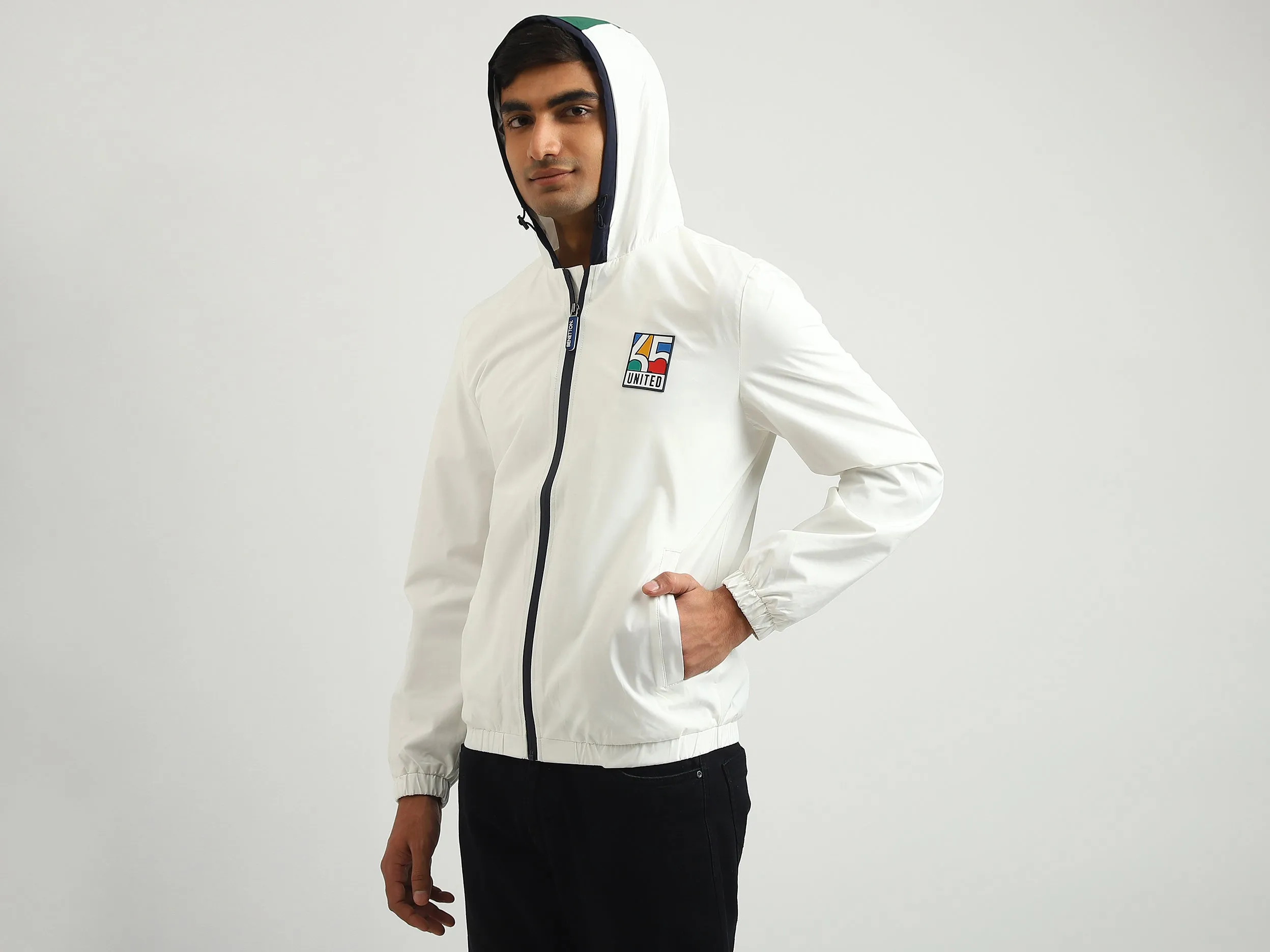 Men Solid Hooded Jacket