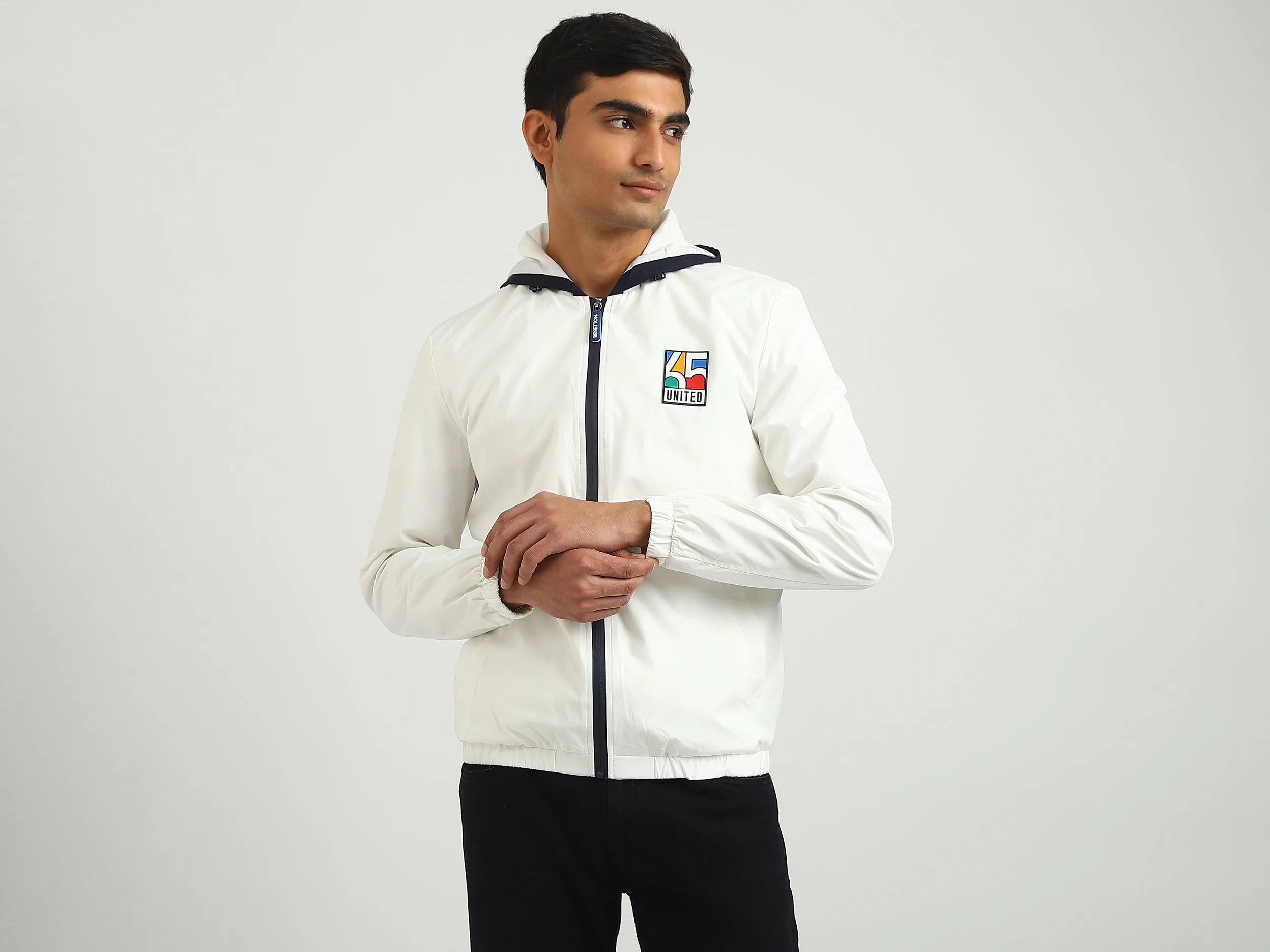 Men Solid Hooded Jacket