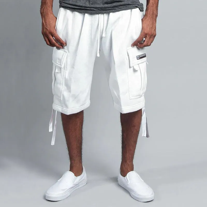 Men's Casual Five-point Overalls Multi-pocket Loose Straight Shorts