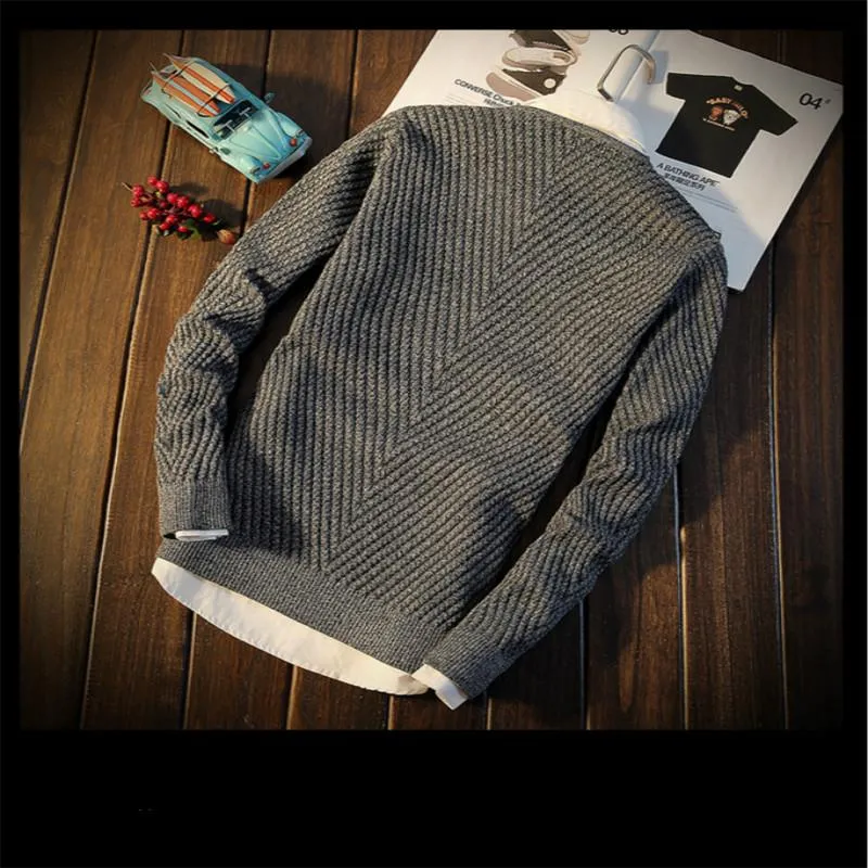 Men's Round Collar Thick Sweater