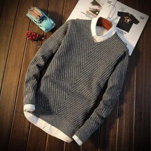 Men's Round Collar Thick Sweater