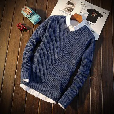 Men's Round Collar Thick Sweater