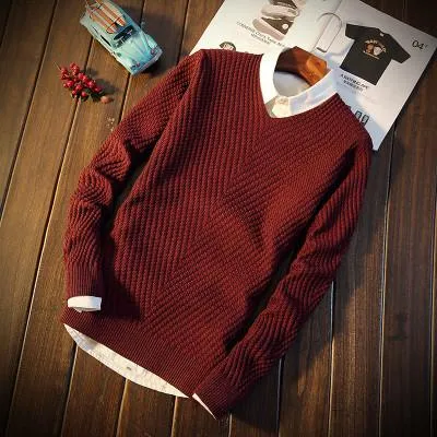 Men's Round Collar Thick Sweater