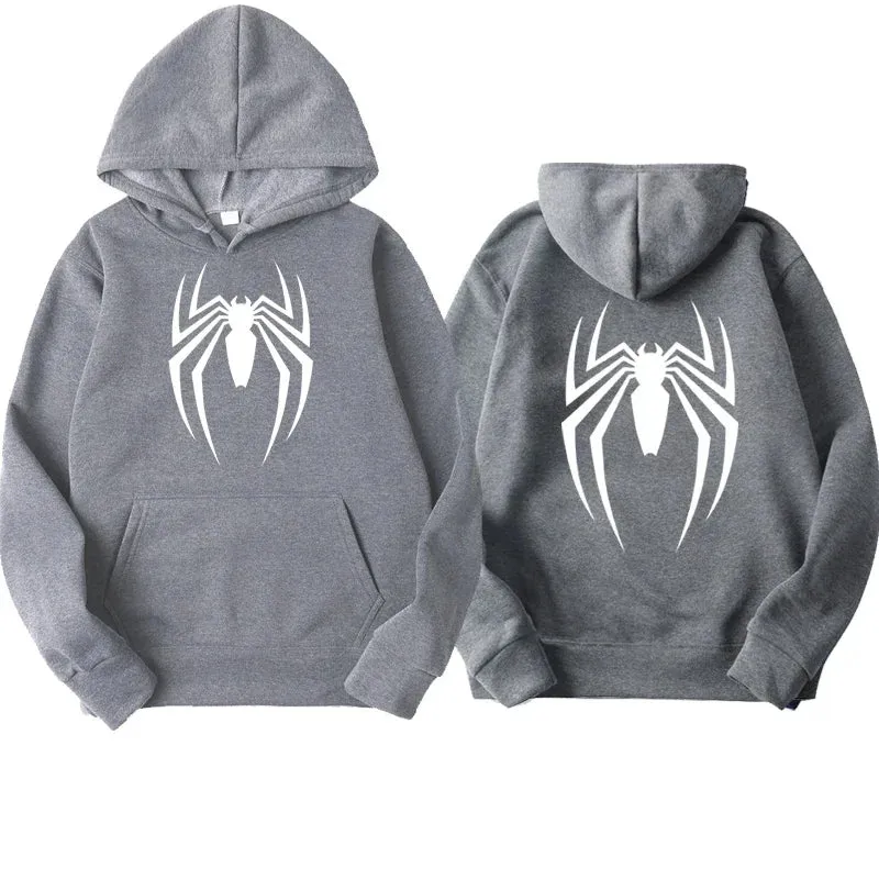 Men's Spider Print Fleece Hoodies