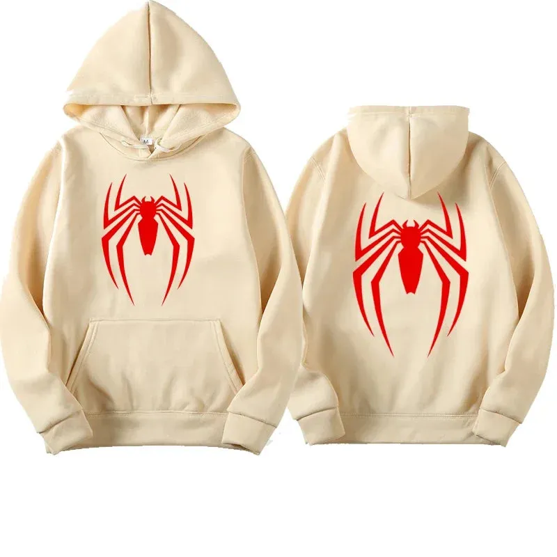 Men's Spider Print Fleece Hoodies
