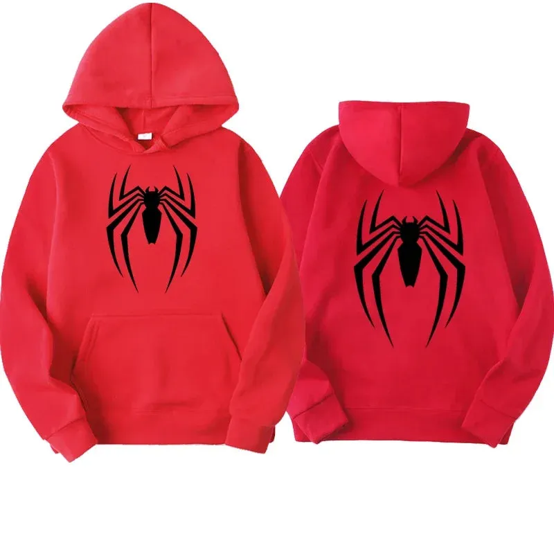 Men's Spider Print Fleece Hoodies
