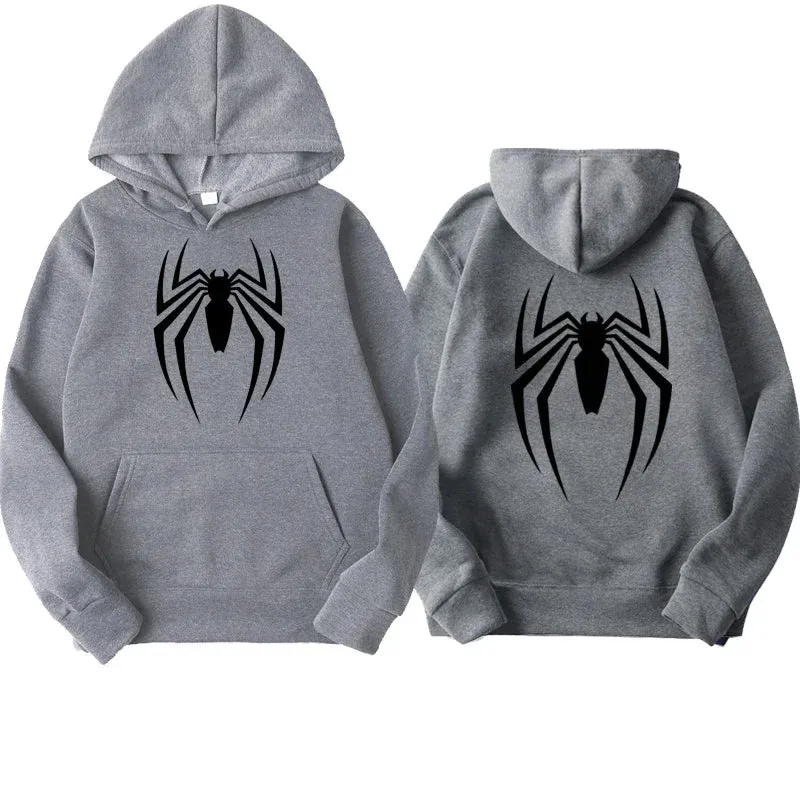 Men's Spider Print Fleece Hoodies