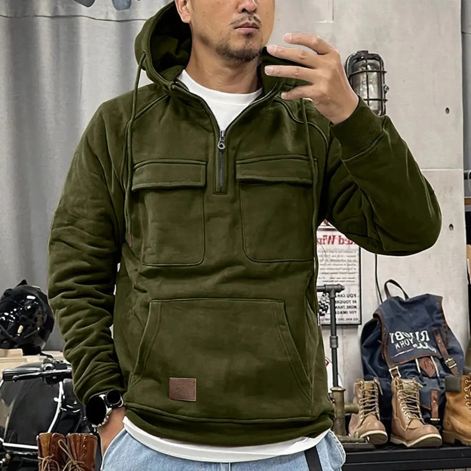 Men's Winter Sweatshirt: Pullover Hoodies, Zippered Loose-Fit Training Sweatshirts, Blouse Pullovers for 2023