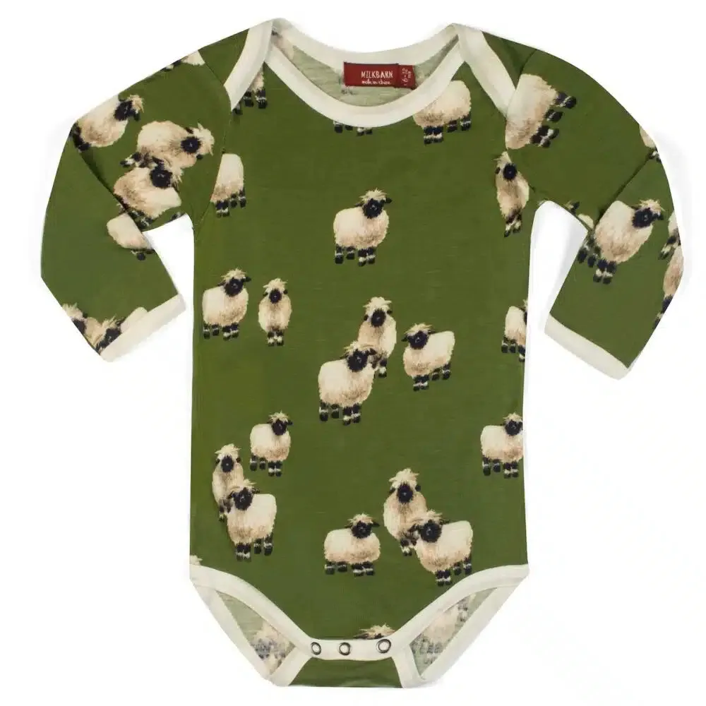 Milkbarn - Long Sleeve Bamboo Onesie - Valais Sheep