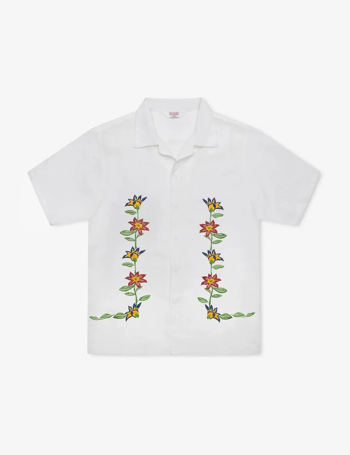 MR SIMPLE DAHLIA EMBROIDERED LINEN BLEND S/S SHIRT M043302
