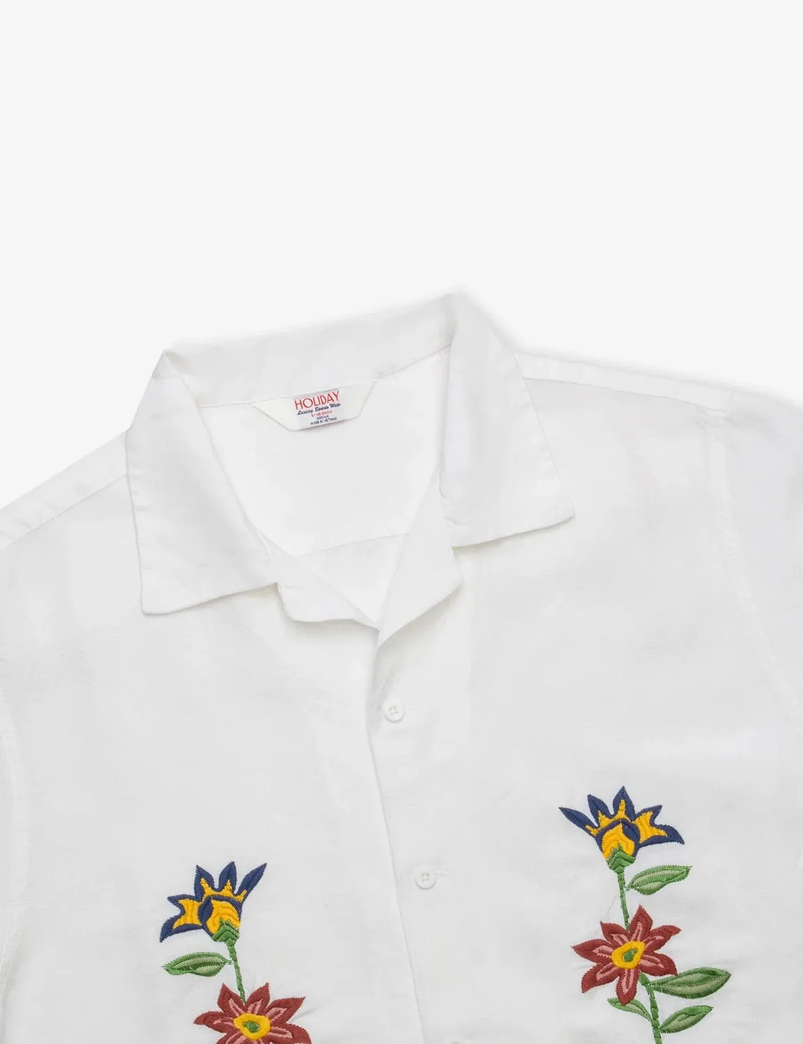 MR SIMPLE DAHLIA EMBROIDERED LINEN BLEND S/S SHIRT M043302