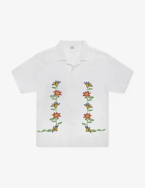 MR SIMPLE DAHLIA EMBROIDERED LINEN BLEND S/S SHIRT M043302