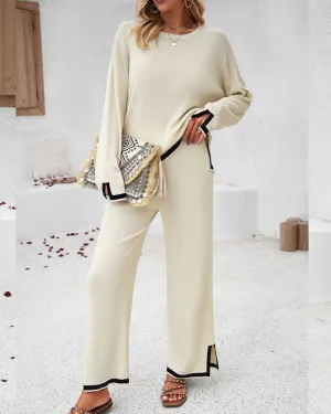Mutig Cass Knit Top & Pants Set Cream/Black