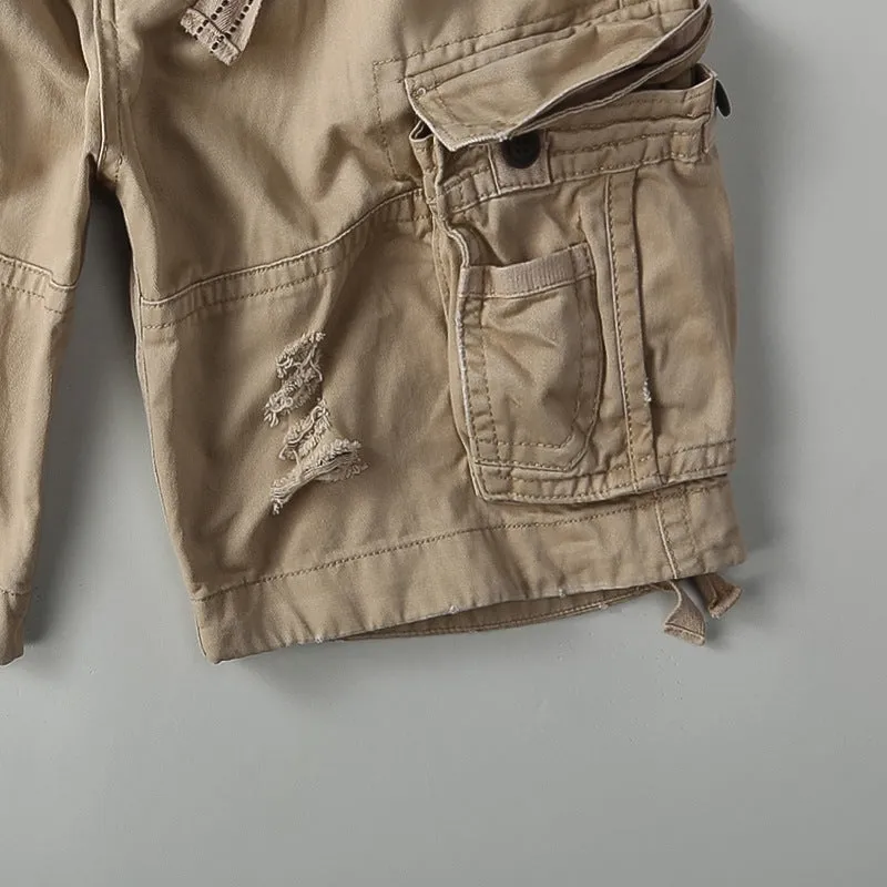 New Summer Plus Size Khaki Frayed Camouflage Men'S Shorts Ad&Fe Overalls Men'S Casual Pants Wholesale