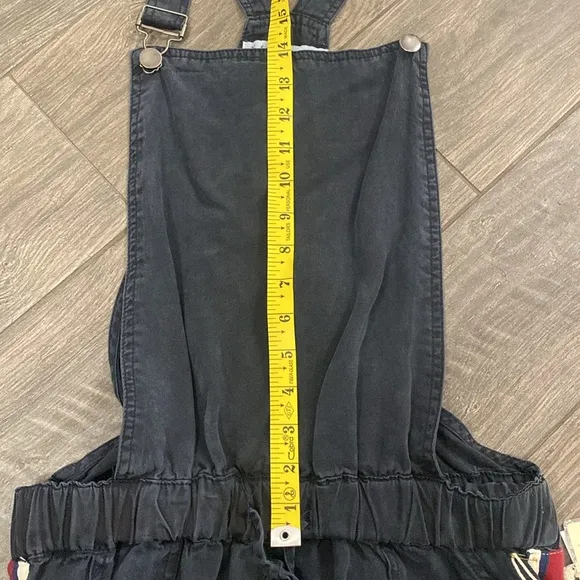 NWT Vintage Havana Overalls 100% Tencel Black with Striped Details Elastic Waist