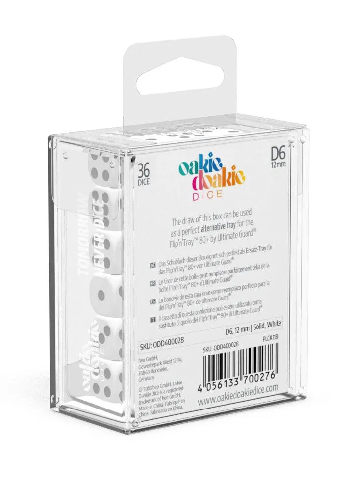 Oakie Doakie Dice D6 Dice 12 mm Solid - White (36)