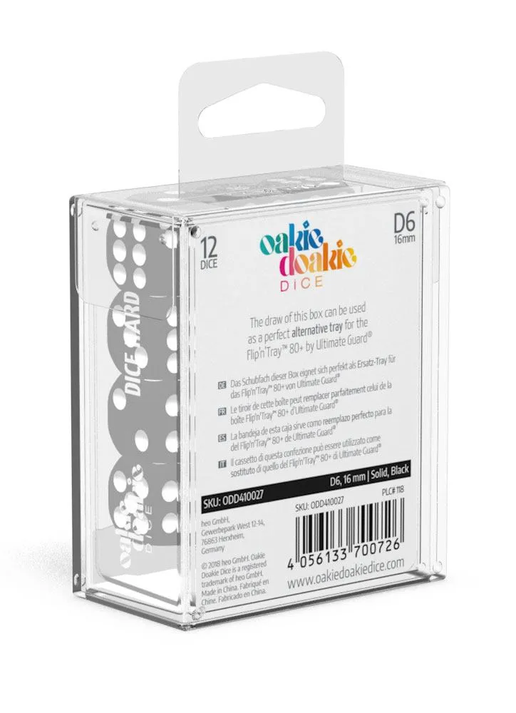Oakie Doakie Dice D6 Dice 16 mm Solid - Black (12)