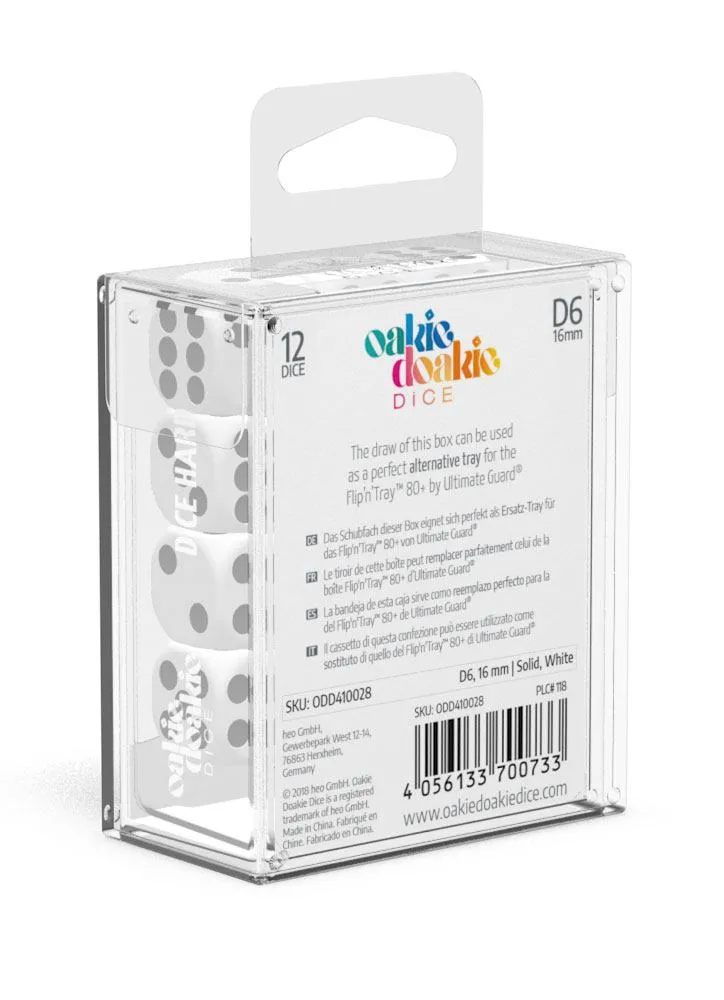 Oakie Doakie Dice D6 Dice 16 mm Solid - White (12)
