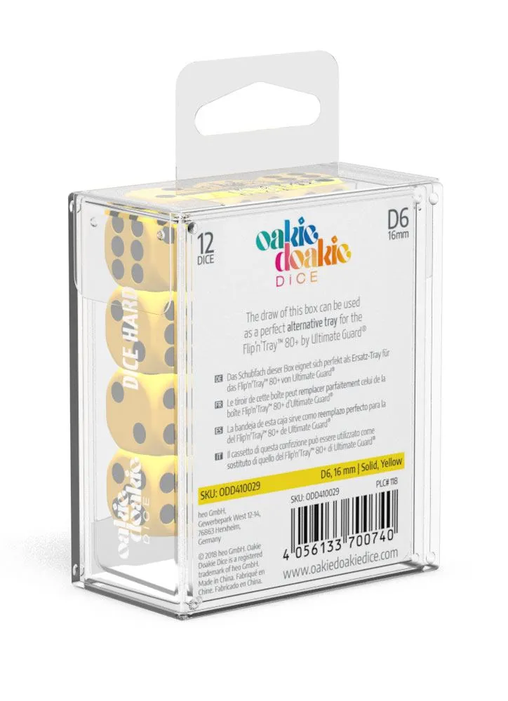Oakie Doakie Dice D6 Dice 16 mm Solid - Yellow (12)