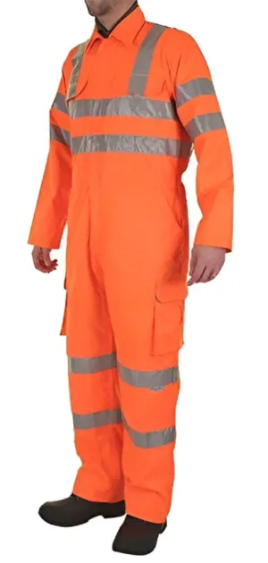 Orange Hi Vis Coverall With Cargo Pockets & Teflon Coating Beeswift Rsc-RIS 3279