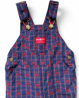 Oshkosh B'Gosh vintage navy cotton embroidered train dungarees
