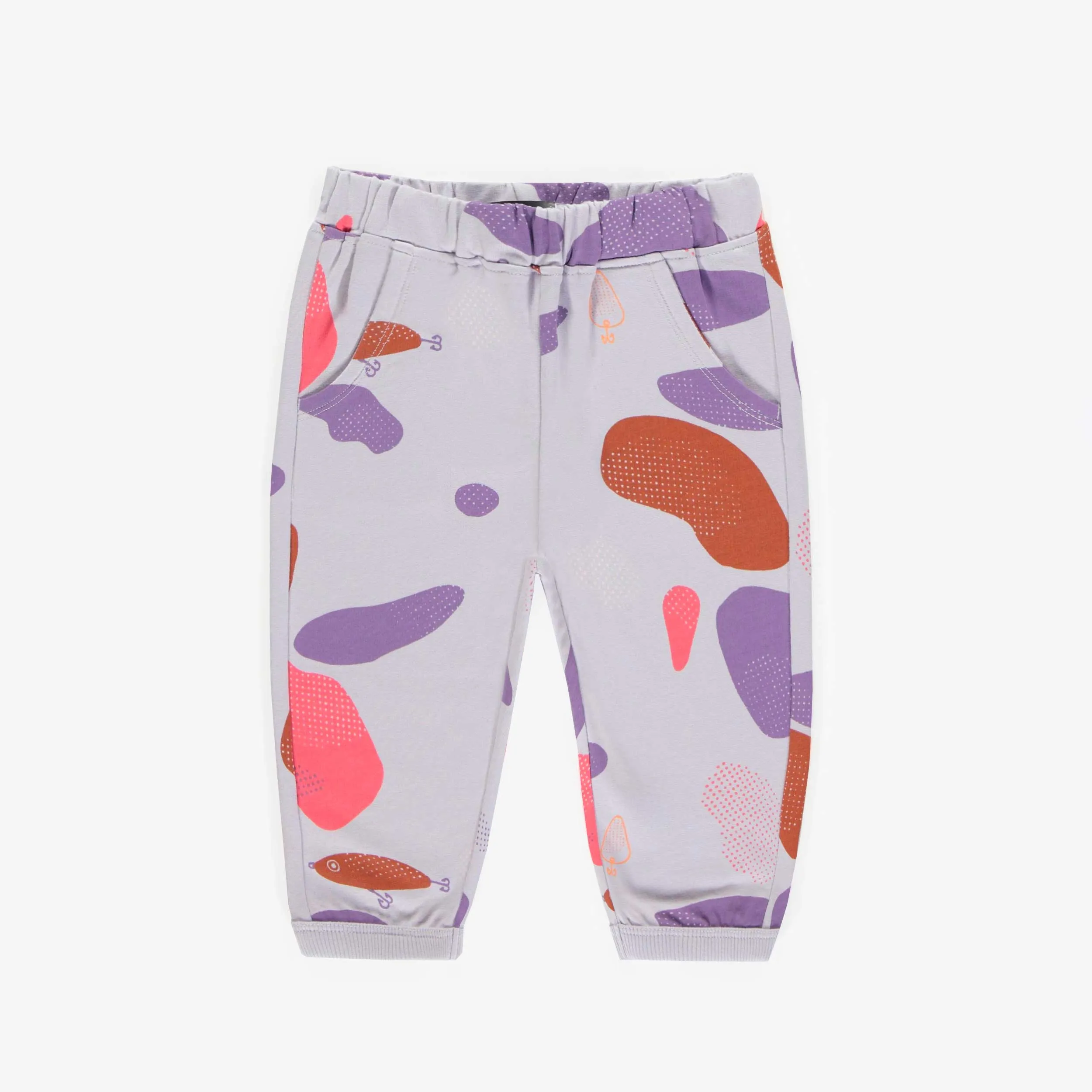 Pantalon mauve avec terrazzo en coton français, bébé || Purple pant with terrazzo in french terry, baby