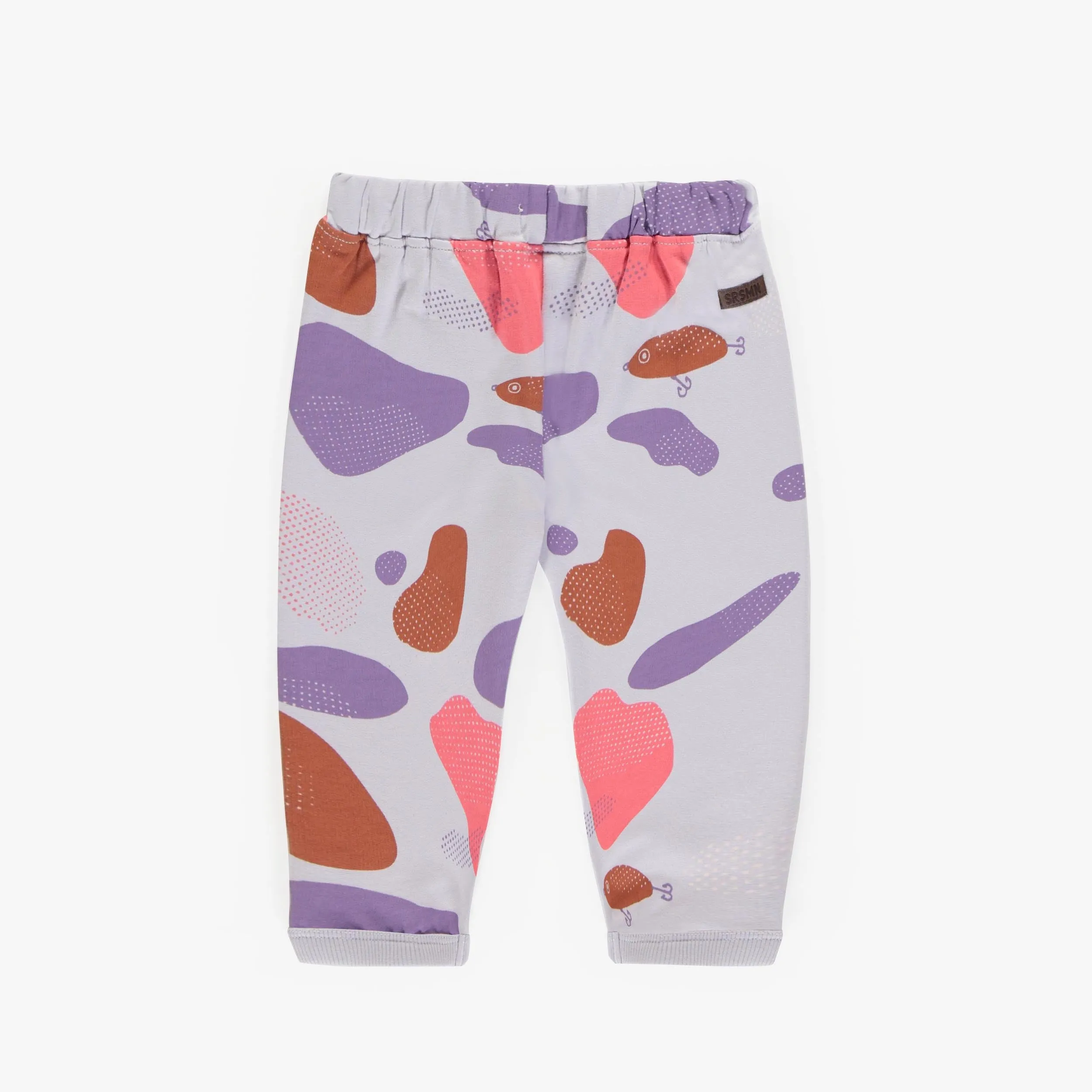 Pantalon mauve avec terrazzo en coton français, bébé || Purple pant with terrazzo in french terry, baby