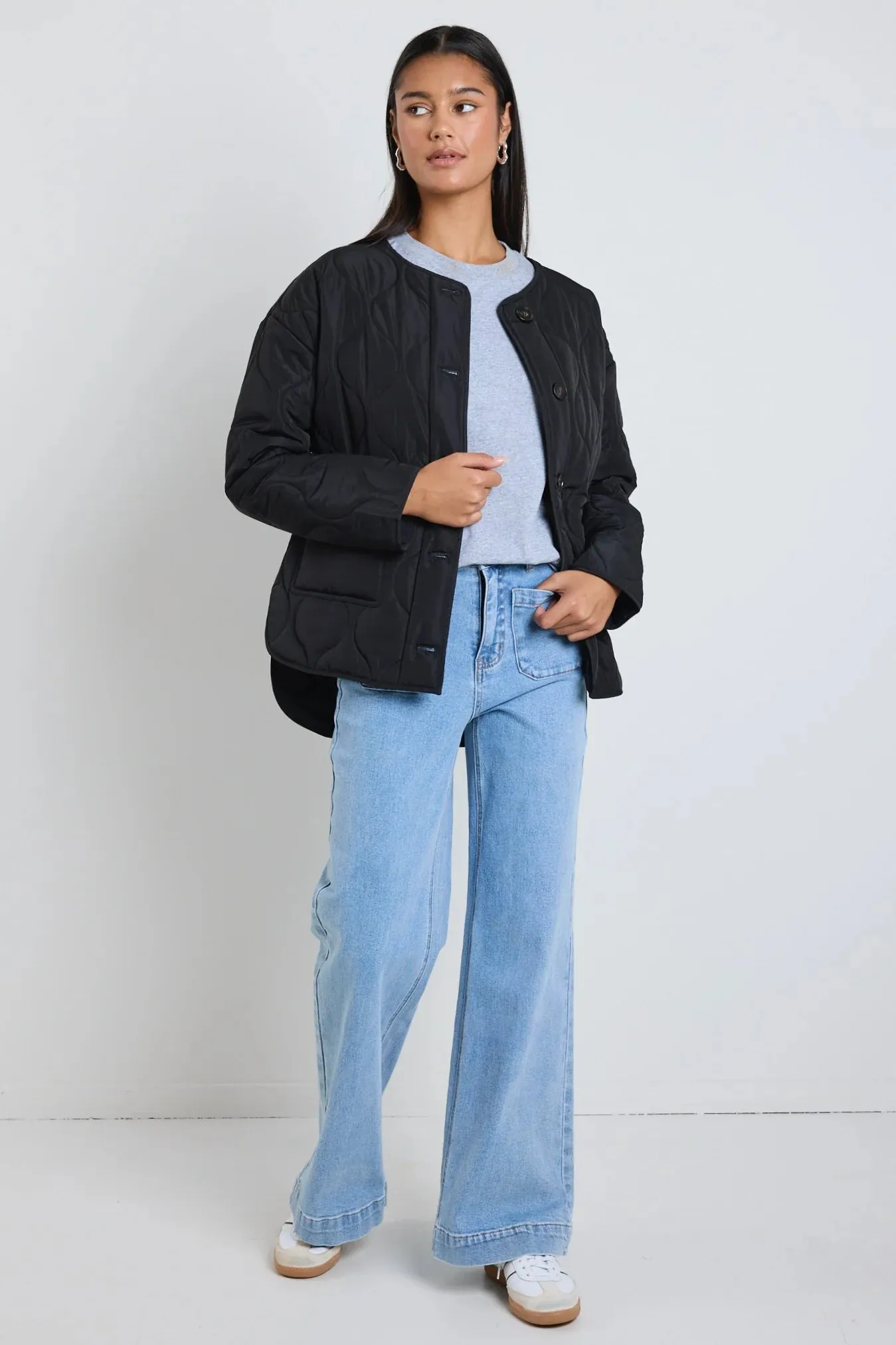 Peak Oversized Padded Shell Jacket - Black