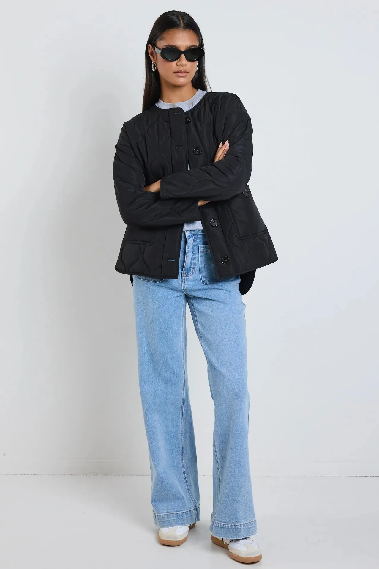 Peak Oversized Padded Shell Jacket - Black