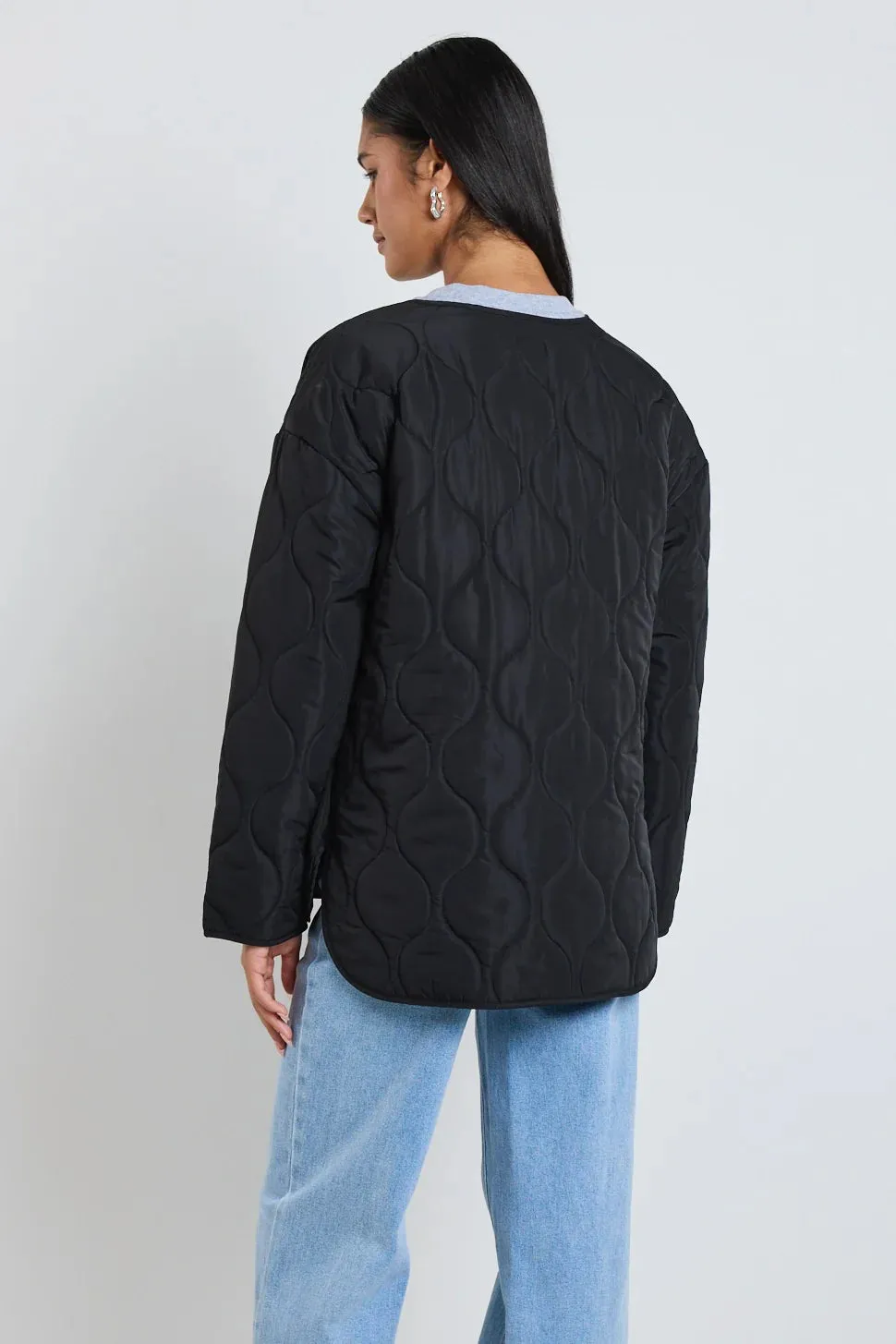Peak Oversized Padded Shell Jacket - Black