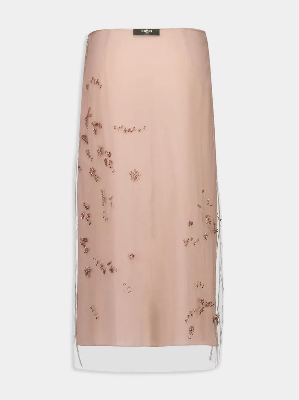 Pink Embroidered Tulle Skirt
