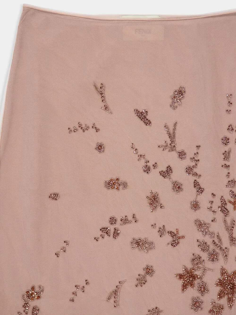 Pink Embroidered Tulle Skirt