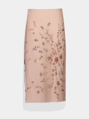 Pink Embroidered Tulle Skirt