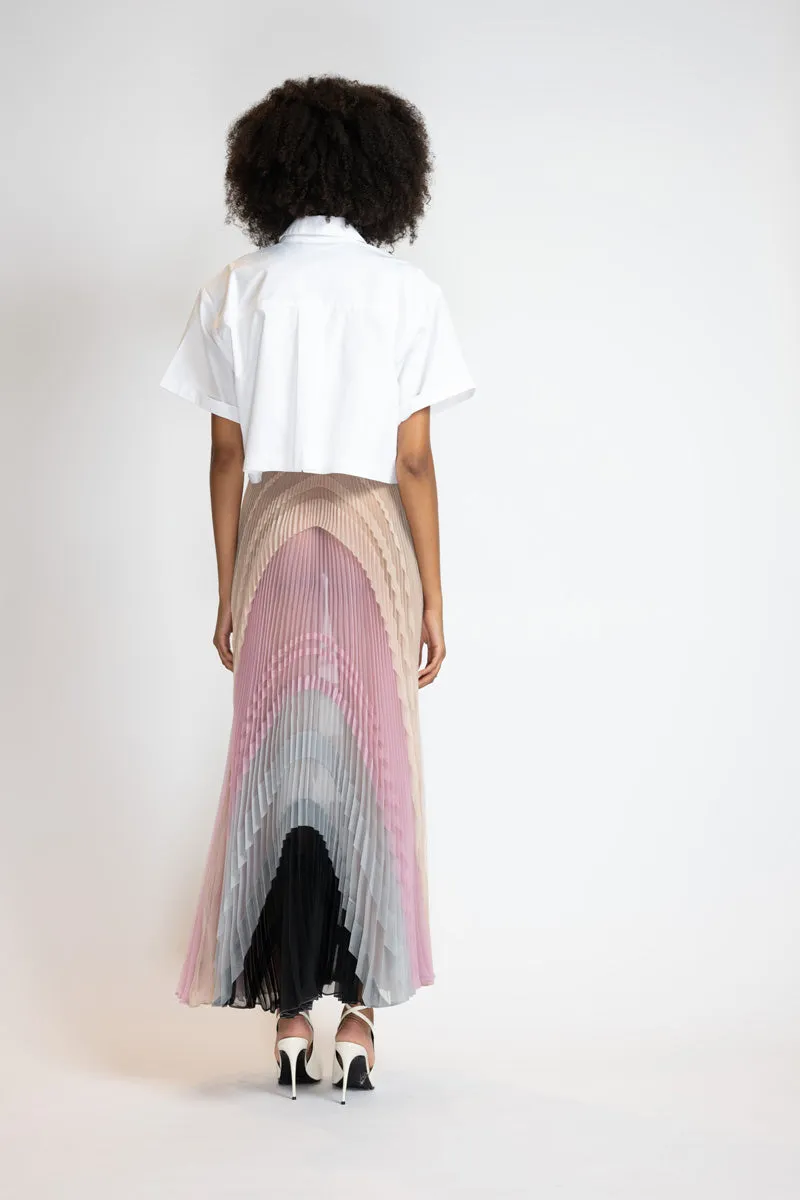Pleated Organza Multi Color Skirt